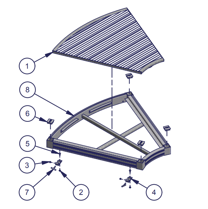 RS4 45° Curved Dock Parts Diagram